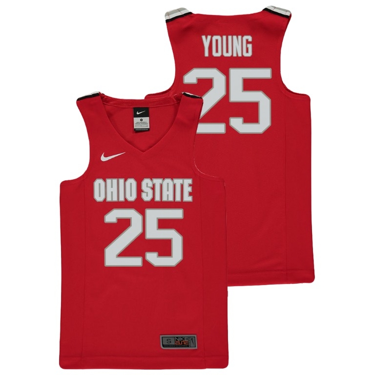 Ohio State Buckeyes Youth NCAA Kyle Young #25 Red Replica College Basketball Jersey SOD4749FV